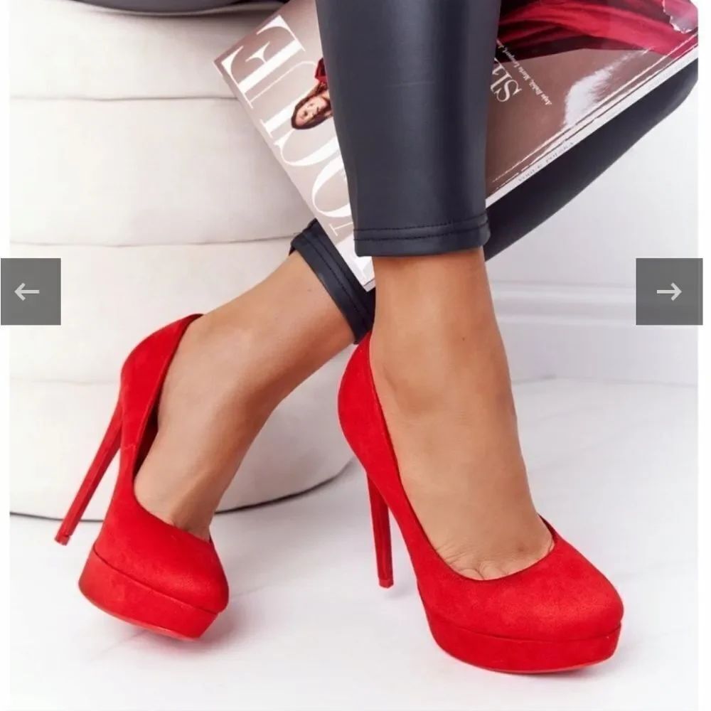 CALL IT SPRING ROUND TOE FAUX SUEDE HIGH HEEL STILETTOS PLASFORM SHOE